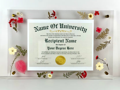 Pressed Flower Diploma Frame