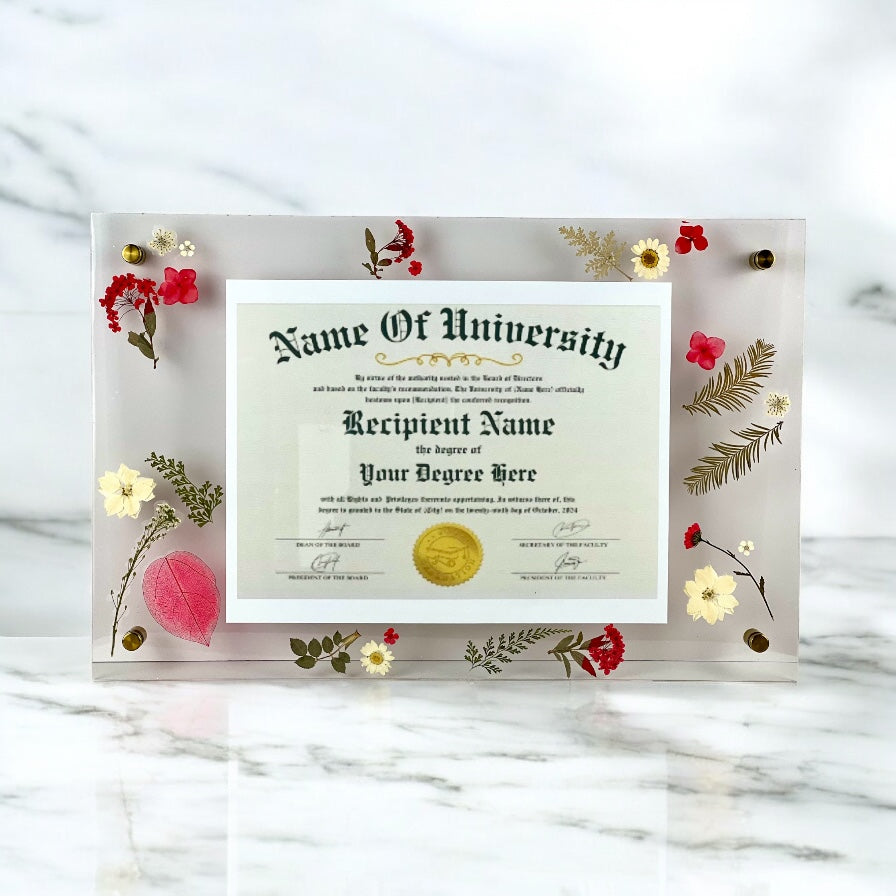 Pressed Flower Diploma Frame